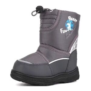 Kids Winter Boots - size 1 in charcoal Gray, silver and black